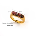18K gold plated stainless steel ring with colorful natural stone inlay in size 18x5mm - US 7 / Tourmaline