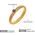 18k gold plated stainless steel flexible bracelet with a square ruby stone setting - 1.0cm Wide / Gold Red Zirconia