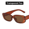 Minimalist square sunglasses in transparent tea frame with dark brown lenses - Transparent Tea