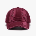 Gorra de béisbol vintage burdeos con detalles desgastados y visera curva clásica - Talla Única(Ajustable) / Burdeos