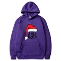 Lila Weihnachts-Hoodie mit festlichem HO HO HO Aufdruck und Weihnachtsmütze in Größe M - Lila