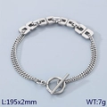 Minimalist stainless steel chain bracelet with geometric squares and OT buckle clasp - Style 3 Square Hollow Splicing (KB170591-Z)