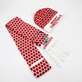 Red and white LED Christmas knitted hat and scarf set with Merry Christmas text - Set 26 (Red White Brick Pattern)