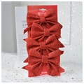 Set of 4 sparkling red glitter bow decorations for Christmas trees and festive wall hangings - Small-Red-4Pcs