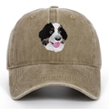 Détail de broderie de Bouvier Bernois sur casquette de baseball en coton délavé - Kaki