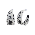 Fashionable C-shaped acrylic earrings with black and white marble pattern texture - Black and White Pattern