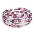 Détail du bracelet multi-rangs avec pierre zébrée rose et perles de rose en argent - Jaspe Impérial Rose (Bracelet Jaspe Impérial Rose)