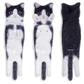 Realistic black and white cat shaped hand towel with snap buttons for hanging in bathroom - Black Cat