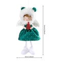 Weihnachtsengel-Puppe im grün gepunkteten Kleid mit rotem Baum, 16 cm Höhe, Variantansicht - Grüner Elfenengel
