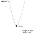 Detail of gold necklace with blue gemstone pendant including length and weight specs - September-Dark Blue