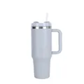 40oz stainless steel vacuum insulated tumbler with handle and straw in light grey matte finish - 40oz / Fog