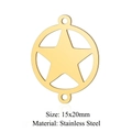 Golden hollow star round pendant 15x20mm made of durable stainless steel - Circle Star (5 Pcs/Pack) / Gold
