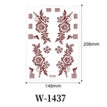Waterproof henna lace temporary tattoo sticker W-1437 in reddish brown 208x148mm - Deep Reddish Brown Symmetrical Spiral (W-1437S)