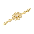 Conector floral dorado con circonitas ovales para creación de joyería artesanal - VS553 Flor Piedra Ovalada / Dorado