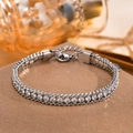 Chic silver stainless steel chain bracelet with cubic zirconia and lobster clasp detail - Silver Clear Zirconia