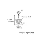 Silver stainless steel turtle pendant with sparkling zircon inlay and lobster clasp - Silver Turtle Pendant (D340)