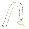 French vintage stainless steel necklace with gold chain and red-black bead details - Red and Black Beads (SL036)