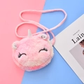 Plush unicorn crossbody bag with pink gradient fur and sequined horn for girls - Unicorn - Squint Pink Gradient
