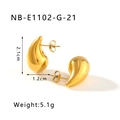 Golden hollow teardrop stainless steel earrings size 21mm by 12mm weighing 5.1g - 21mm / Hand Polished / Hollow / Gold