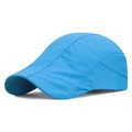 Lightweight breathable quick-dry sun hat with mesh holes in bright blue for outdoor use - Adjustable / Sky Blue