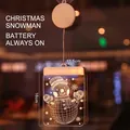 Christmas LED snowman hanging light in warm yellow acrylic with battery power - Snowman / Battery Steady Mode