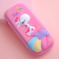 Astuccio rosa in EVA con giraffa 3D e scritta Smile, custodia rigida per matite - Rosa con Giraffa