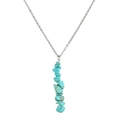 Silver chain necklace featuring natural turquoise stone pendant on white background - Blue Turquoise Necklace