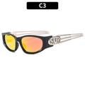 Y2K futuristic sports sunglasses with black frame and orange gradient lenses - Black Frame Red Mirrored Lens