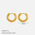 Pendientes de aro minimalistas en acero inoxidable dorado de 15mm con un peso de 3,7g - 15mm / Dorado