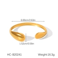 Bracelet jonc asymétrique doré poli avec diamètre intérieur de 6,69cm et ouverture de 1,52cm - Style de conception de goutte d'eau ouverte dorée (HC-B20241)