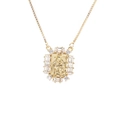 Golden pendant necklace with micro-pave cubic zirconia and embossed religious figure - Gold With White Zircon