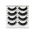 Dramatic 4-pair set of thick voluminous black faux mink eyelashes on white tray - 003 (4 Pairs White Tray)
