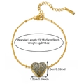 Detail showing 18k gold heart bracelet with blue zircons and size measurement labels - Gold (Blue Rhinestone)