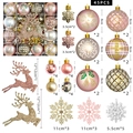 45-piece pink and champagne gold Christmas ornaments set with deer, balls, and snowflakes - Rose Gold & Champagne - 45PCS