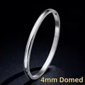 Brazalete minimalista de acero inoxidable plateado de 4mm con acabado curvado - 4mm Abovedado-Plata
