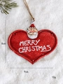 Red heart-shaped vintage metal Christmas tree ornament with Santa and rope hanger - Style H-Heart Sign