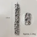 135cm snowy Christmas garland with pine cones, red berries and warm LED lights - 135cm Snow-Covered Garland With LED