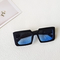 Children's retro square sunglasses with black frame and blue gradient lenses - Black Frame Blue Lens