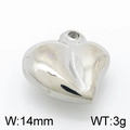 Polished silver heart pendant accessory with 14mm width for DIY jewelry making - Steel (KLJ4929-Z)