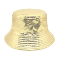 Dettaglio delle paillettes a griglia color oro su un cappello a secchiello alla moda - M (56-58cm) / Oro Chiaro