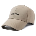 Berretto da baseball in cotone kaki con ricamo nero ELEVEN e visiera ricurva - Beige Chiaro