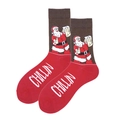 Christmas cotton mid-calf socks with red and brown colors and funny Santa Claus image - 38-46 / Red Brown Santa Chillin