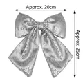 Silver sequin Christmas bow ornament, 20x25cm large glitter decoration on white background - 20*25cm (No Filling) / Silver