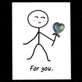 Healing heart-shaped labradorite gemstone on For You greeting card with creative drawing - Labradorite
