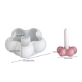 Flower shaped silicone mold for 3D cloud heart candle base with size measurements - Cloud/Flower Candle Holder Mold