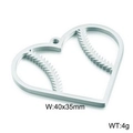 Silver hollow baseball heart pendant charm in stainless steel with 40x35mm dimensions - 40*35mm / Steel Color (KLJ2662-Z)