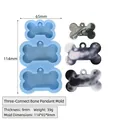 Blaue Silikonform mit 3 Knochenformen für DIY Schlüsselanhänger aus Harz und Deko - 3-Loch Knochenform