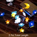 Star Moon Cloud LED string light 2.7m length with warm felt moon and stars decor - Christmas Star & Moon Battery Style [2.7m 15 LEDs]