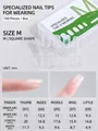 Square shape ultra-thin press-on nail tips size M with detailed measurement chart - Square (Size M)