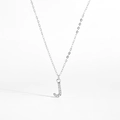 Detailed macro view of S925 silver letter J pendant with sparkling pavé cubic zirconia - 925 Silver / Letter J